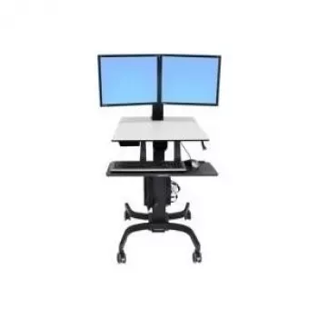 Ergotron WorkFit-C kahe ekraaniga istu-seisa tööjaam - käru 2 LCD-ekraanile/klaviatuurile/hiirele/protsessorile - hall, must - Ekraani suurus: 55,9 cm (22 inch) - Kinnitusliides: 100 x 100 mm, 75 x 75 mm