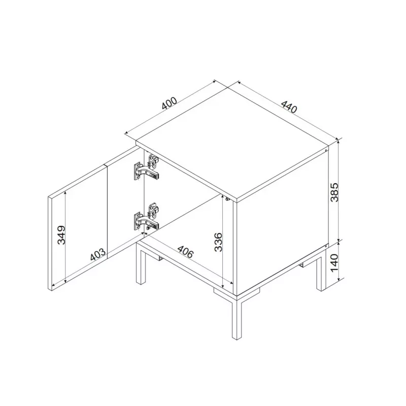 Öölaud Cama Meble MERCI 44x40x52,5 cm, must ja tamm, MDF/puitlaastplaat, 2 tk pakend