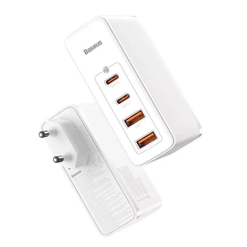 Travel Charger Baseus GaN2 Pro Quick 2x USB + 2x USB-C, 100W, EU (Valge)