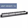 Qoltec 54516 19-tollise serverikapi paigutuspaneel, 24 porti, 1U, UTP, must