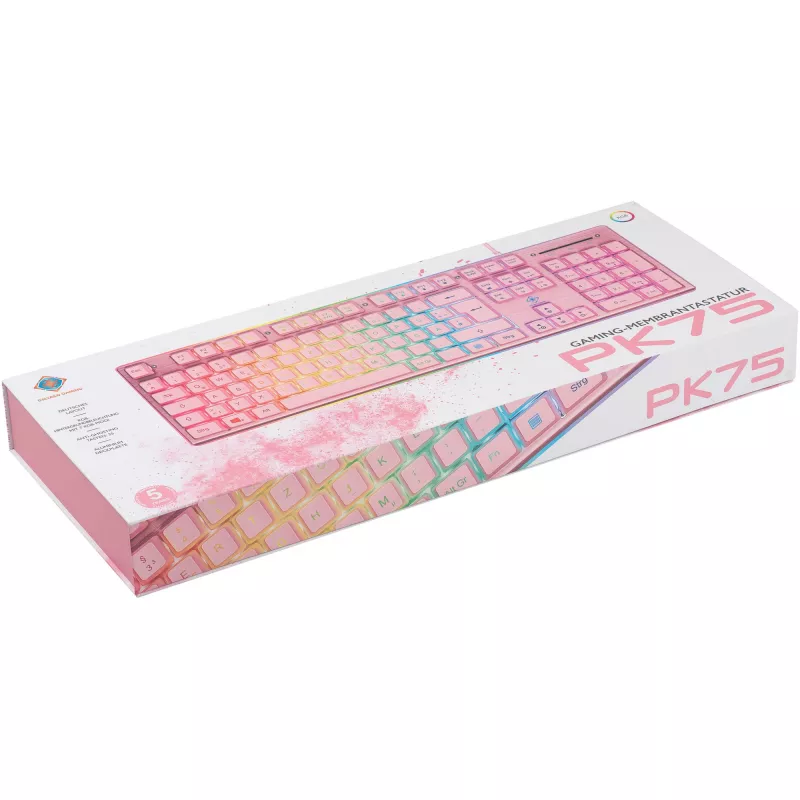 Deltaco GAM-021-RGB-P-DE - täissuuruses (100%) - USB - membraanlülitiga - QWERTZ - Roosa