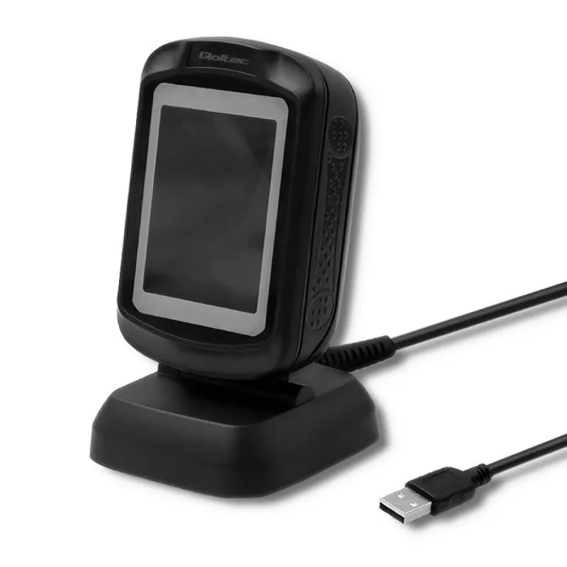 Fikseeritud 1D/2D vöötkoodiluger QOLTEC 50864, LED-andur, USB-juhtmega, must, 145×85×80 mm