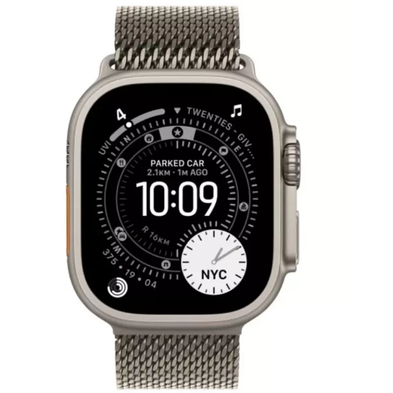 Nutikell Apple Watch Ultra 3 GPS + Cellular 49mm naturaalne titaankorpus naturaalse titaan Milano lingiga — 64 GB, OLED, 422 × 514, veekindel kuni 100 m, suur