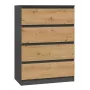 Kummut Top e Shop M4 ANTRACYT/ARTISAN — 4 sahtlit, antratsiit ja tamm, 700×400×970 mm, puitlaastplaat