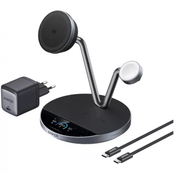 Anker Prime juhtmevaba laadimisjaam Qi2.2 25W juhtmevaba laadimine (3-in-1, MagGo, AirCool, Dock Stand) toiteplokk lisatud