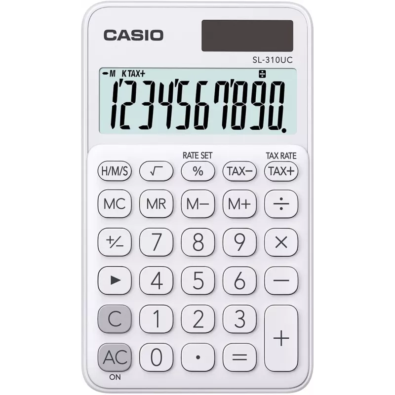 CASIO TASKUKALKULAATOR SL-310UC-WE VALGE, 10-kohaline ekraan