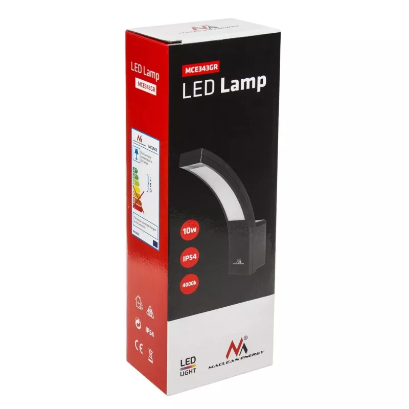 Välisseina LED-lamp MACLEAN MCE343 GR — 10W, fassaadivalgustus, hall