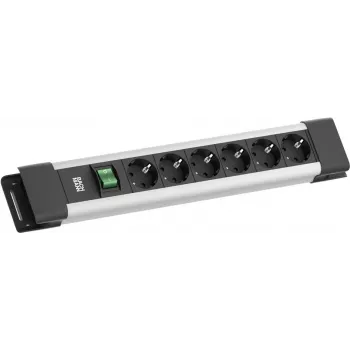 Pikendusjuhe Bachmann CONNECTUS 6× CEE7/3 pistikupesaga, 1× lüliti, 2,0 m kaabel, CEE7/7 pistik, hall