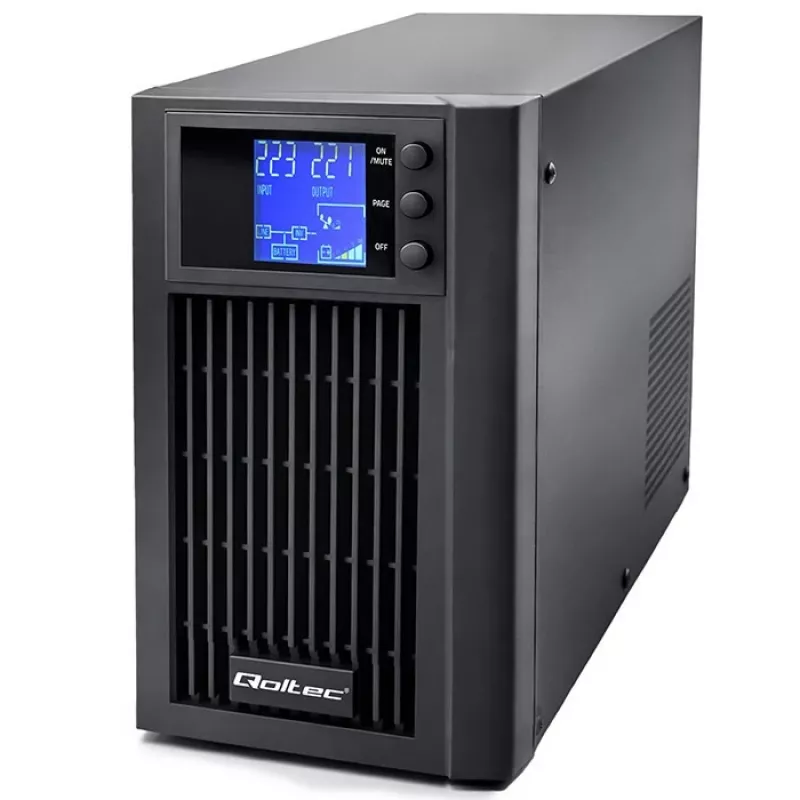 UPS QOLTEC Pure Sine Wave 3kVA 2400W koos AVR-i ja LCD-ekraaniga