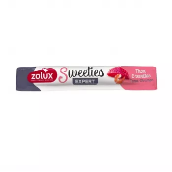 ZOLUX kassimaiused Sweeties tuunikala krevettidega 14 g — kalapasta suupiste, tuubis, 90% niiskus