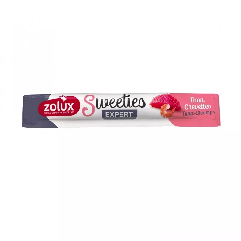 ZOLUX kassimaiused Sweeties tuunikala krevettidega 14 g — kalapasta suupiste, tuubis, 90% niiskus