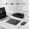Pistikupesadega pikendusjuhe MACLEAN MCE389 B — 6 pistikupesa, 4×USB-A + 1×USB-C, 110–240V, 2,1A, 2500W, 1,5 m kaabel, must