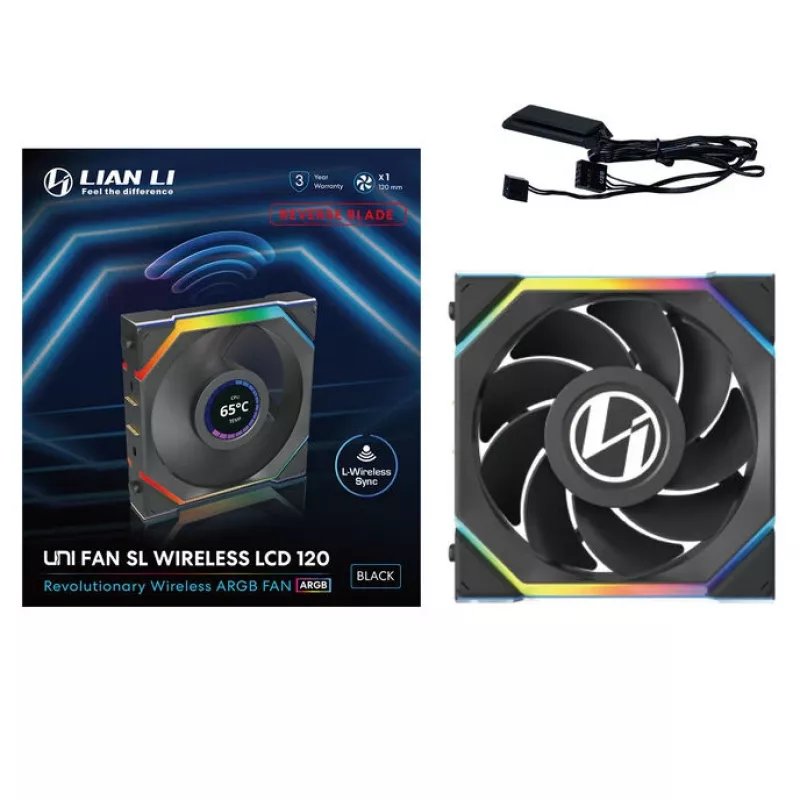 Ventilaator Lian Li UNI FAN SL Wireless LCD 120 12 cm Must 31 dB 51.45 cfm