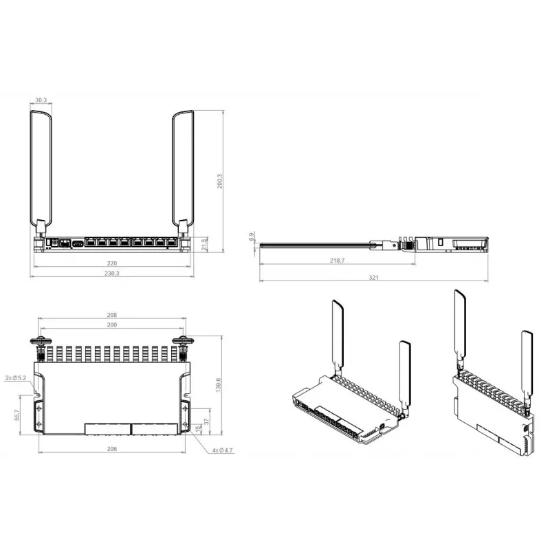Mikrotik L009UiGS-2HaxD-IN traadita ruuter Gigabit Ethernet ühe ribaga (2,4 GHz) Punane