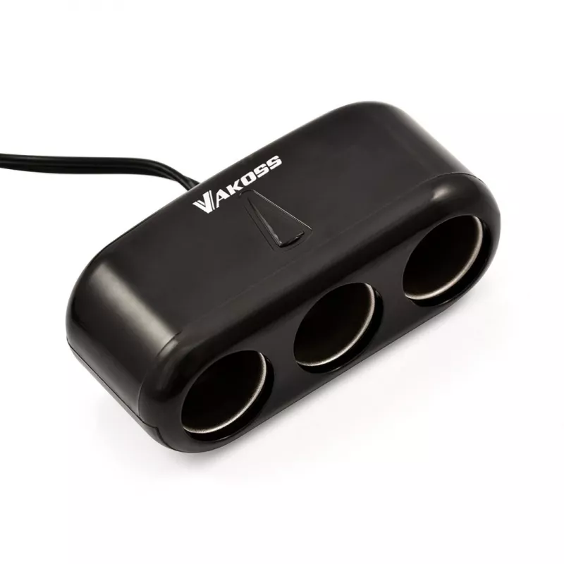 Auto sigaretisüütaja jagaja VAKOSS TP-3263CK — 1-kuni-3 12V toitepesa adapter, 3A väljund, must