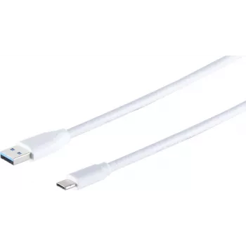 S/CONN 13-31186 USB-kaabel 1,8 m, USB A USB C-le, 5 Gbit/s, valge