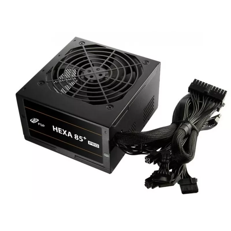 FSP HEXA 85+ PRO 650W toiteplokk ATX ATX2.5 must, 650 W, 100 - 240 V, 50 - 60 Hz, 9 - 4 A, aktiivne, 100 W