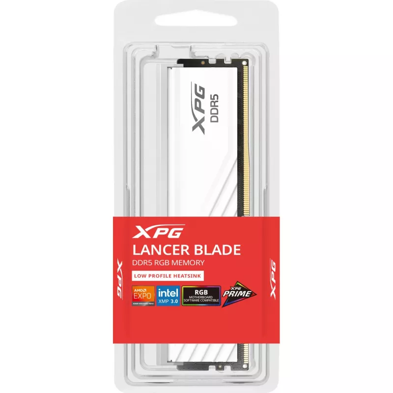 ADATA DDR5 16GB 6000 CL36 üksikmoodul — XPG Lancer Blade RGB, INTEL XMP & AMD EXPO (valge)