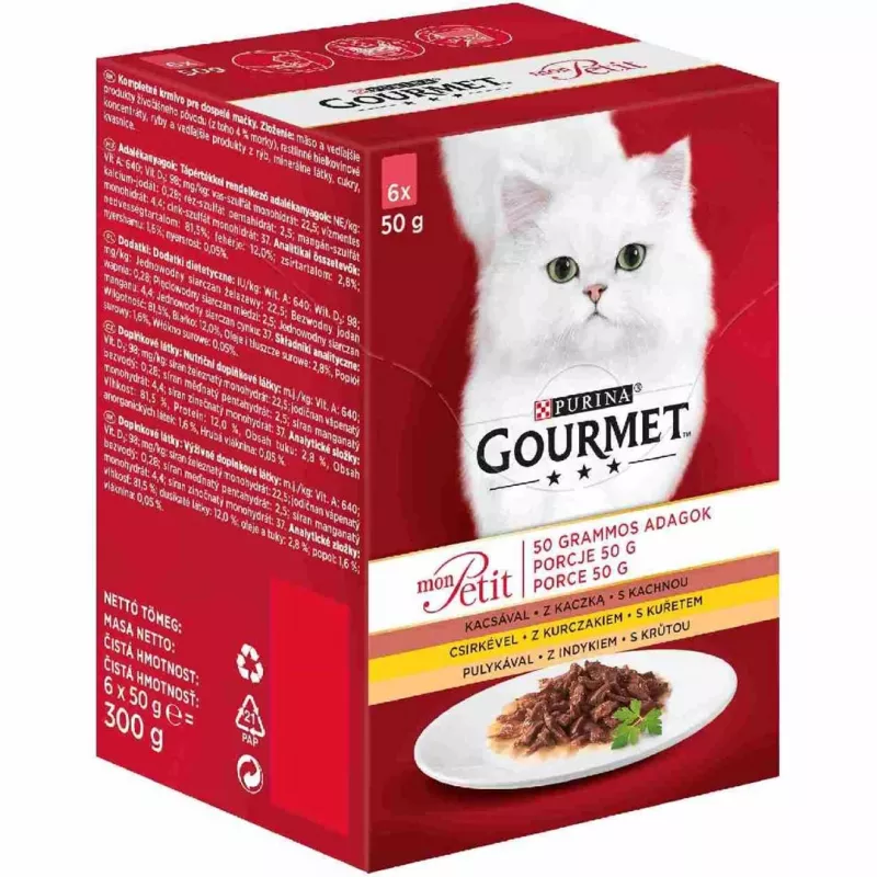 GOURMET Mon Petit Linnulihasegu - märg kassitoit - 6 x 50 g