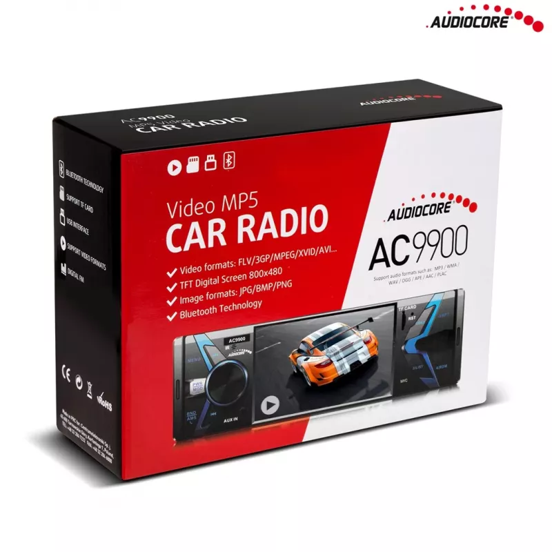 Audiocore AC9900 MP5 AVI DivX Bluetooth handsfree peaüksus + kaugjuhtimispult