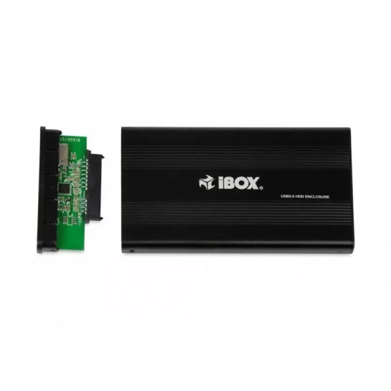 HDD-korpus IBOX HD-02 Must 2,5-tollistele SATA-ketastele, USB 3.2 Gen 1 (tüüp A), üks sahtel, metallist