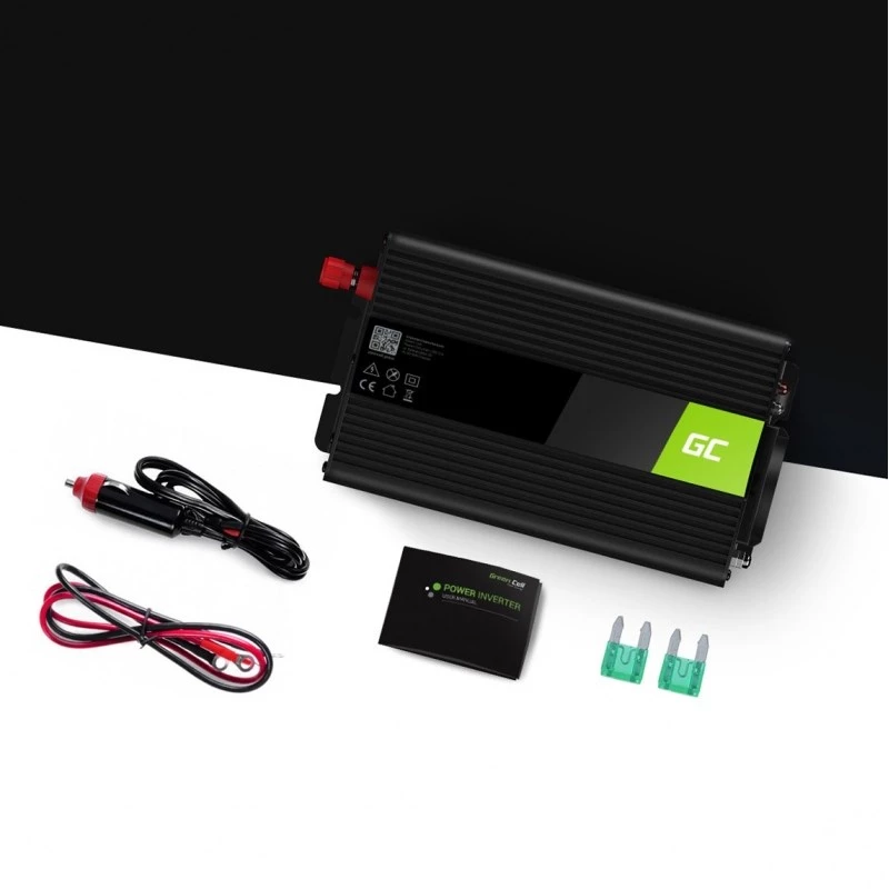 Autoinverter roheline Cell INV01DE 300W DC-AC, 12V kuni 230V, 1×USB, LED, aktiivjahutus