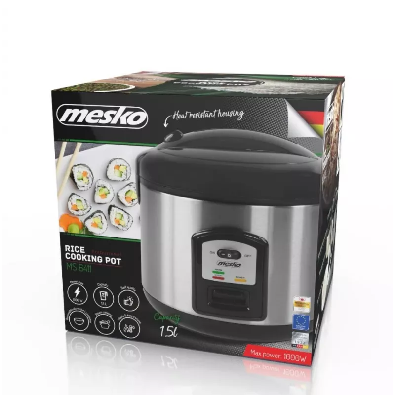 Mesko MS 6411 riisikeetja, must, roostevaba teras, 1000 W