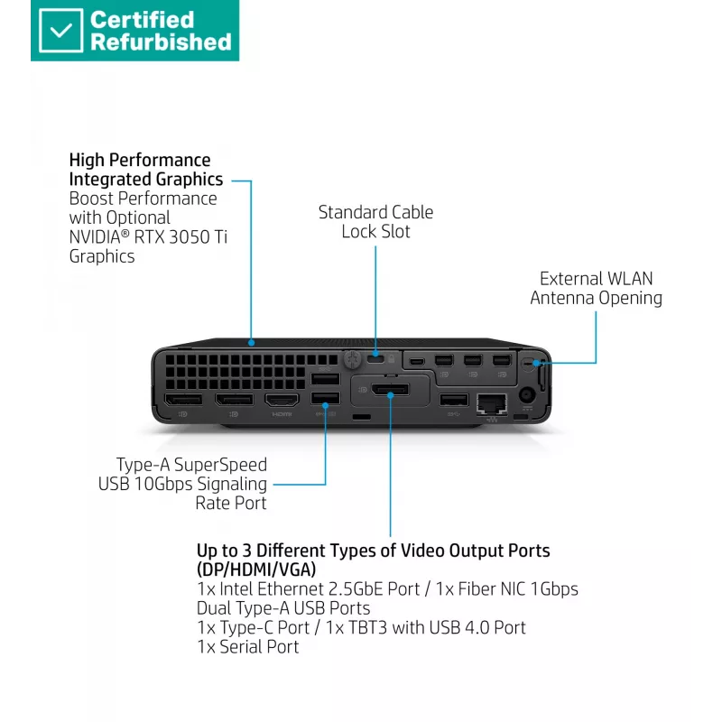 RENEW SILVER HP Elite 800 G9 Mini - i5-14500T, 16GB, 512GB SSD, USB hiir, Win 11 Pro, 1 aasta
