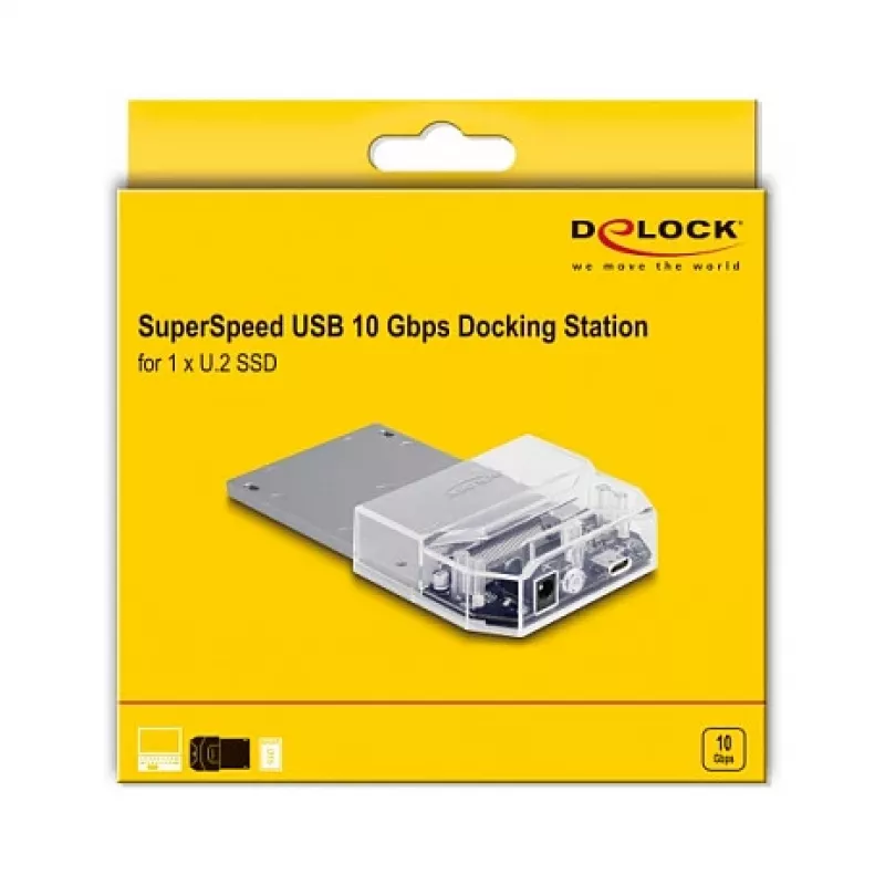 DeLOCK USB USB-C dokkimisjaam ühele U.2 SSD-le, must