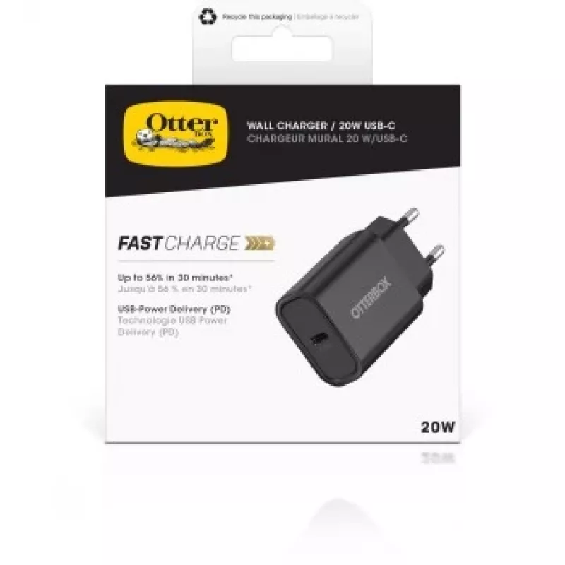 Seinalaadija OTTERBOX 20W USB-C USB-toiteedastusega, must (78-81338)