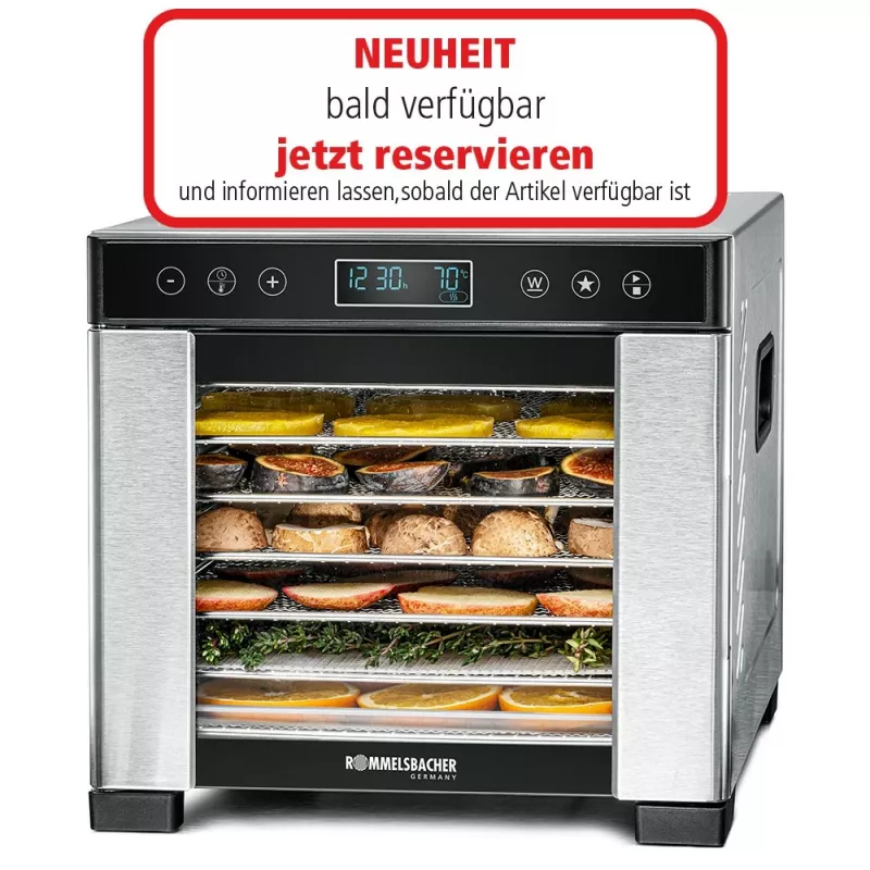 Toidukuivati Rommelsbacher DA 650 600 W roostevaba teras, 0,5 m², 35–75 °C, 7 alust