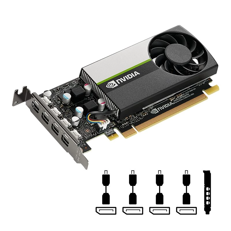 PNY NVIDIA T1000 4GB GDDR6 madala profiiliga, 4x Mini DisplayPort (VCNT1000-SB)