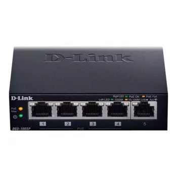 D-Link DGS-1005P/E võrgulüliti, haldamata, Gigabit Ethernet (10/100/1000), Power over Ethernet (PoE), must