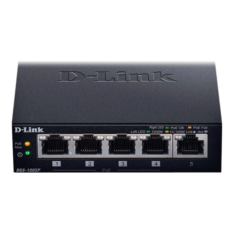 D-Link DGS-1005P/E võrgulüliti, haldamata, Gigabit Ethernet (10/100/1000), Power over Ethernet (PoE), must