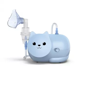 Võrknebulaator Omron Nami Cat NE-C303K-KDE — lauapealne inhalaator, 0,35 ml/min, lastele ja täiskasvanutele, sinine, W235×D148×H157 mm