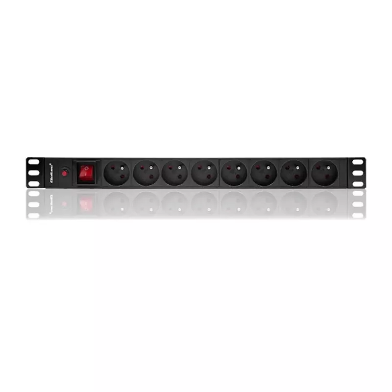 Qoltec 53996 Toitejaotur riiulile 19 inch | 1U | 16A | PDU | 8xFRENCH | 2m