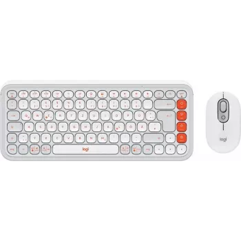 Klaviatuuri ja hiire komplekt Logitech POP Icon Combo — Mini Bluetooth QWERTZ klaviatuur, USA rahvusvaheline/saksa paigutus, oranž/valge, hiir kaasas