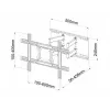Seinakinnitus ART AR-87 40-tollistele kuni 80-tollistele ekraanidele, 60 kg kandevõime, VESA kuni 600×400, kalle 12°, pööre 45°, väljatõmme 5,6–45,8 cm