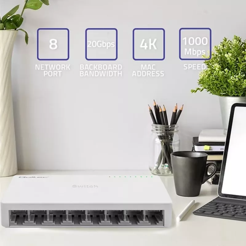 Qoltec võrgulüliti 8xRJ45 porti 1000Mbps LAN