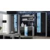Külgkapp Cama Meble SOHO S7 120 cm — 3 ust, 4 riiulit, valge pealispind, must läikiv