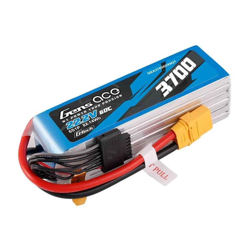 Aku Gens ace GEA376S60X9GT 22,2 V LiPo sisseehitatud, RC-mudelitele, 0,536 kg, must/sinine/hall/valge