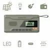 Kaasaskantav FM-raadio MANTA RDI401G päikesepaneeli, dünamovända, 4000–4500 mAh aku, 5 V USB väljundi, 3 W ja taskulambiga