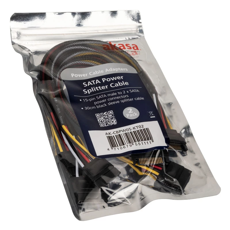 Akasa SATA toite Y-kaabel - 30cm 2-Pack - Kaabel - Digitaalne/Andmeside