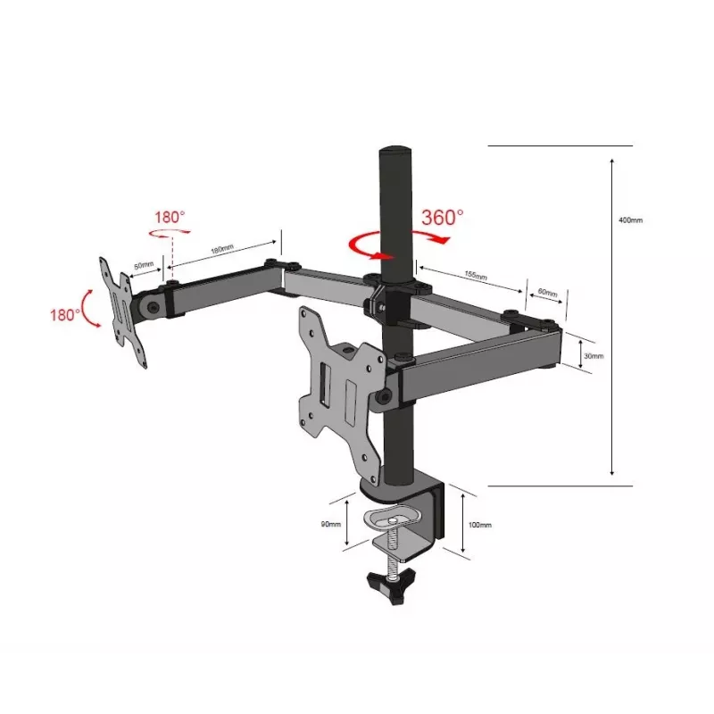 Kaheharuline monitorihoidik TB-MO2 10-27 tolli 10kg VESA 100x100