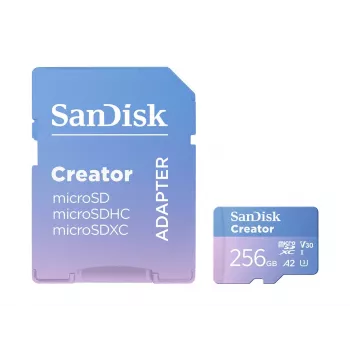SanDisk Creator MicroSD mälukaart 256GB, kiire andmeedastus kuni 190 MB/s