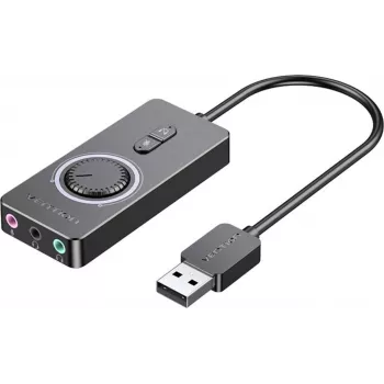 Väline USB 2.0 helikaart Vention CDRBF — 16-bitine, 44,1–48 kHz, USB-toitega, 1 m kaabel, sisend-liin/väljund-liin