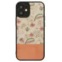 Kaitsev telefoniümbris Man and Wood iPhone 12 mini jaoks — roosa lill mustal