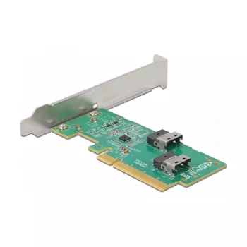 DeLOCK PCI Express 4.0 x8 kaart kahe sisemise SFF-8654 4i NVMe pordiga, madala profiiliga