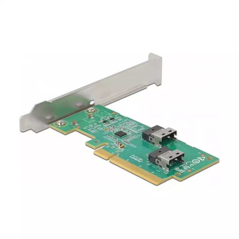 DeLOCK PCI Express 4.0 x8 kaart kahe sisemise SFF-8654 4i NVMe pordiga, madala profiiliga