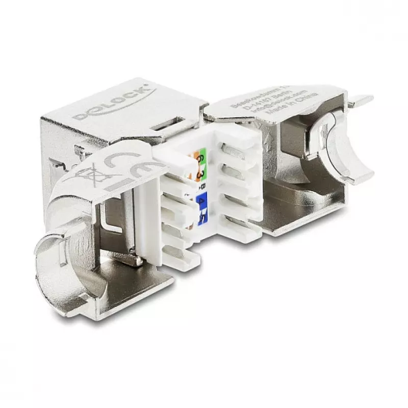 DELOCK Keystone-moodul RJ45 pesa LSA-le Cat.6A tööriistavaba 45° nurgaga varjestatud metallist riiviga